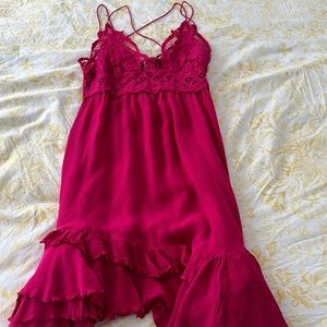 Raspberry Free People Adella Slip Dress
